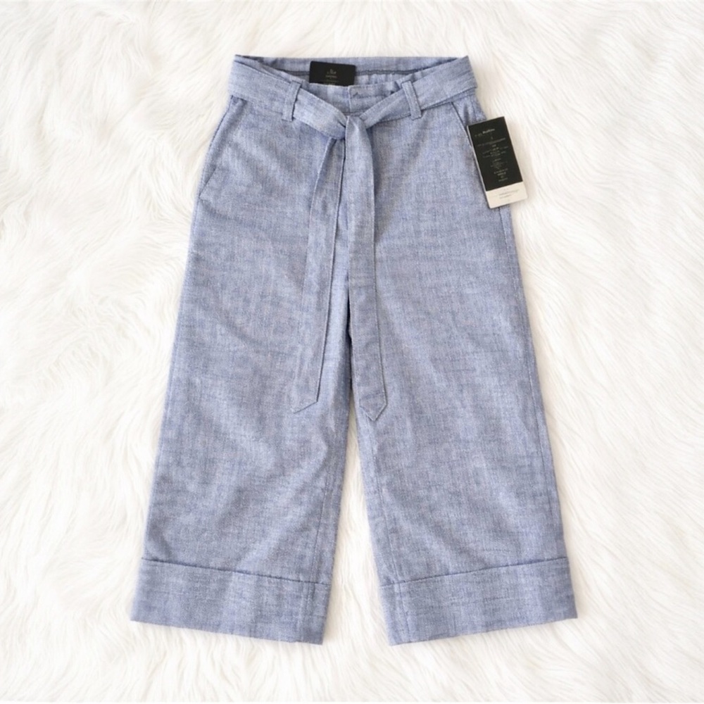 Banana Republic Chambray Blue Cropped Tie-Waist Pants